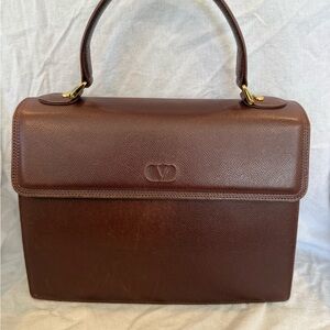 Valentino Garavani Brown Leather Top Handle Handbag w/ Tassel Detail Vintage